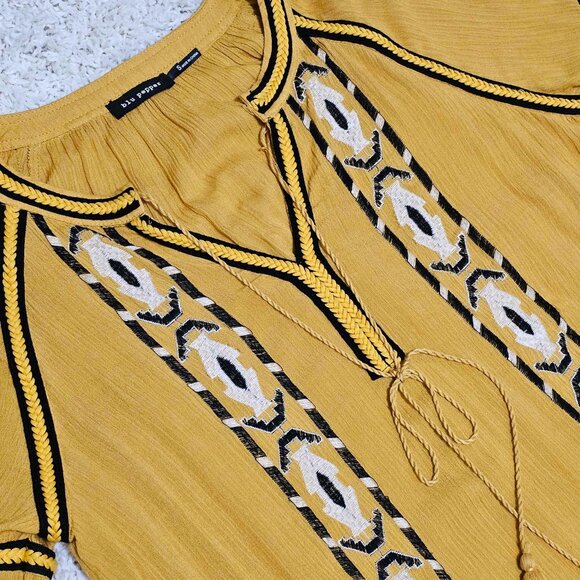COPY - Dress. Mustard Yellow. Black & White Embroidery. Blu Pepper Brand. - Picture 11 of 13